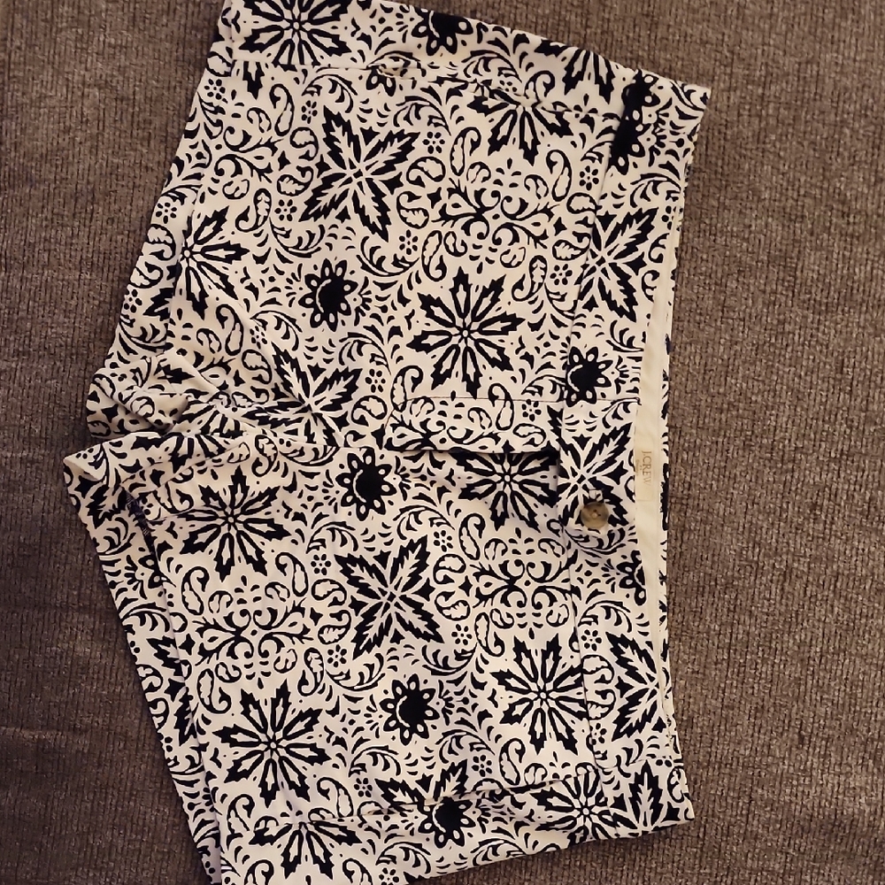 J. Crew Black and White Patterned Bike Shorts